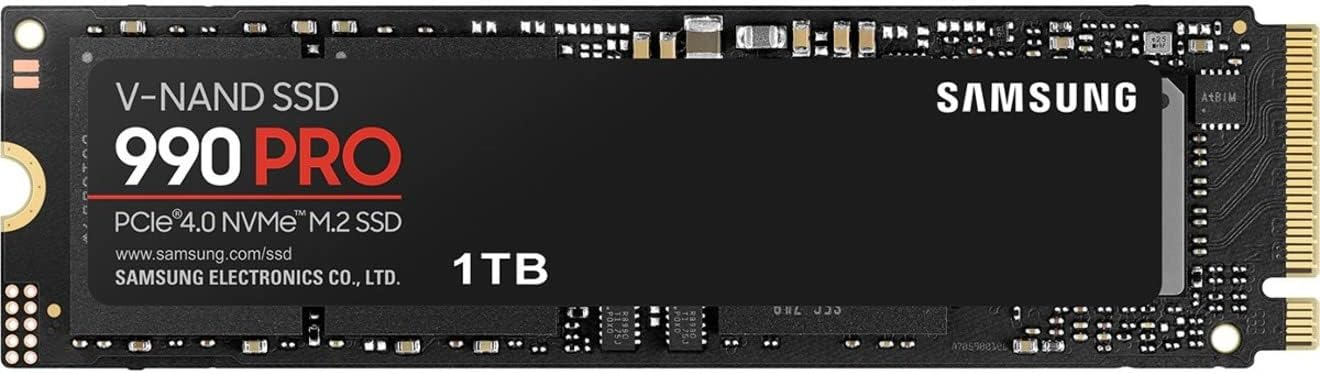 Samsung 990 PRO 1TB PCIe 4.0 NVMe M.2 (2280) Internal Solid State Drive (SSD) up to 7450 MB/s Samsung 990 PRO 1TB PCIe 4.0 NVMe M.2 (2280) Internal Solid State Drive (SSD) up to 7450 MB/s